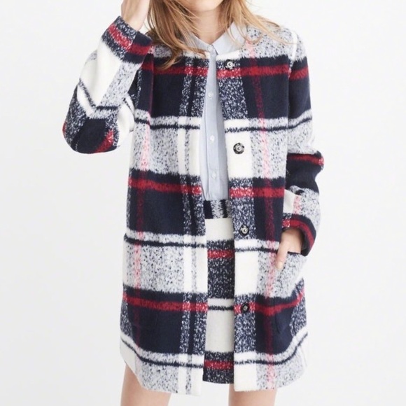 NWT Abercrombie & Fitch Plaid Coat Size Small - Picture 1 of 2